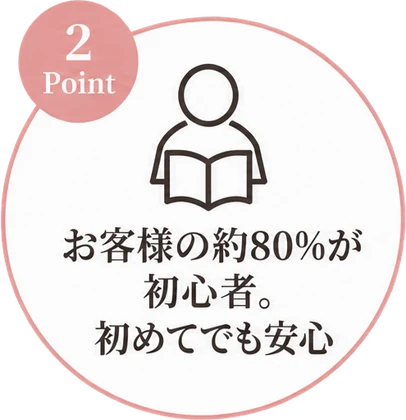 お客様の約80%が初心者。初めてでも安心